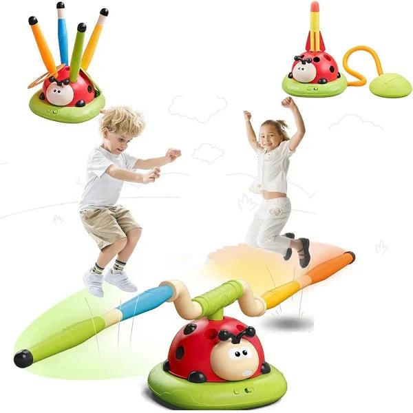 3 In 1 Jump, Ring Toss Game, Stomps & Rocket Launcher for Kids